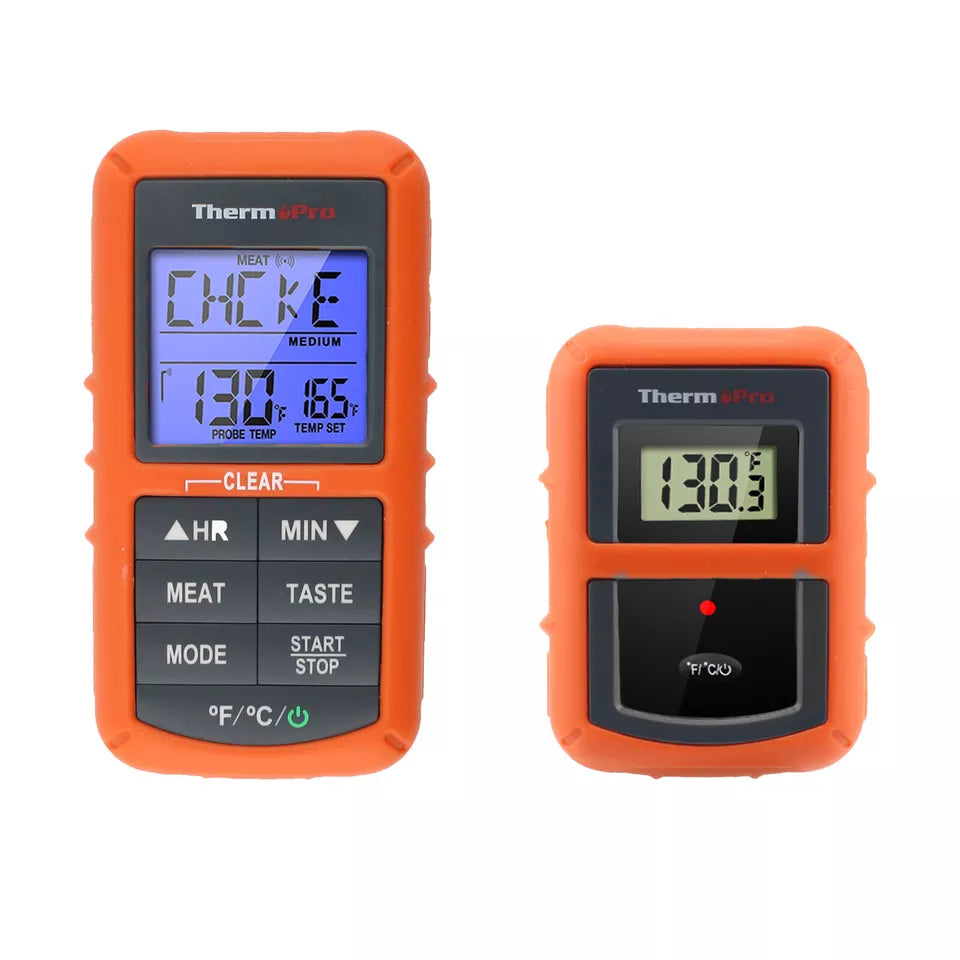 Remote Cooking Thermometer Digital BBQ Grill Oven Meat Wireless Smoker & Timer